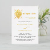 Liefde verhaal eens op een tijd weduwschap goud folie uitnodiging (Staand Voorkant)