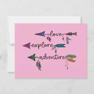 Liefde Verkennen Avontuur Pijl Tribal Boho Ontwerp Briefkaart