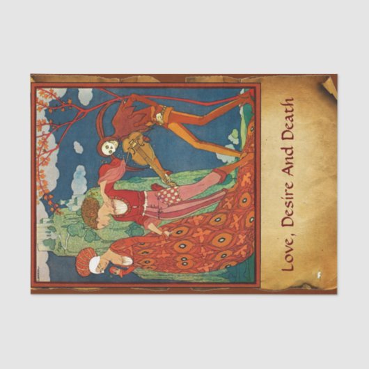 LIEFDE ,VERLANGEN EN DOOD Valentijnsdag perkament Tissuepapier (Voorkant)