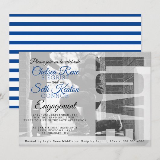 Liefde Verloving - blauw - Creëer uw eigen Kaart (Voorkant / Achterkant)