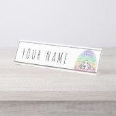 liefde verovert alle hondshond van de regenbooghon bureau naambordje (Voorkant)