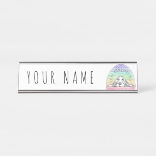 liefde verovert alle hondshond van de regenbooghon bureau naambordje