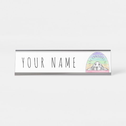 liefde verovert alle hondshond van de regenbooghon bureau naambordje (Voorkant)