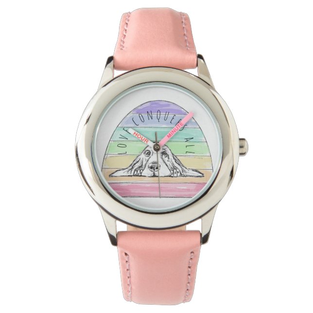 liefde verovert alle hondshond van de regenbooghon horloge (Voorkant)