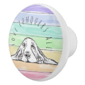 liefde verovert alle hondshond van de regenbooghon keramische knop (Rechts)