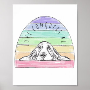 liefde verovert alle hondshond van de regenbooghon poster