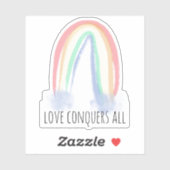 liefde verovert alle regenboogverf eenvoudig sticker (Vel)