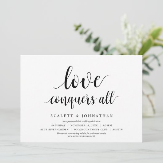 Liefde verovert alles, bruiloft Verander de datumk Kaart (Staand voorkant)
