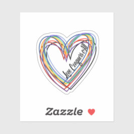 "Liefde verovert alles" Kleurrijke hart Sticker