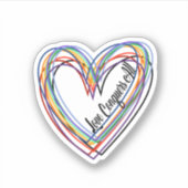 "Liefde verovert alles" Kleurrijke hart Sticker (Voorkant)