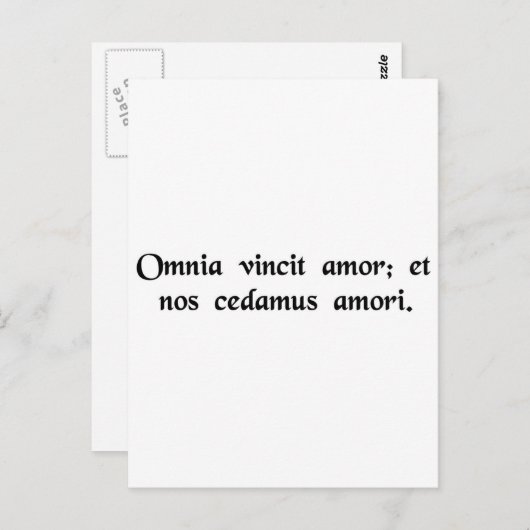 Liefde verovert alles; laten we ons ook overgeven briefkaart (Voorkant / Achterkant)