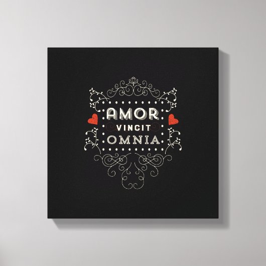 Liefde verovert alles - Latijns- typografie Canvas Afdruk (Voorkant)