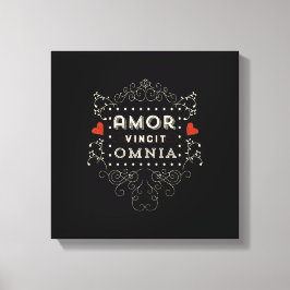 Liefde verovert alles - Latijns- typografie Canvas Afdruk