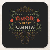 Liefde verovert alles -  Latijnse typografie Kartonnen Onderzetters (Voorkant)