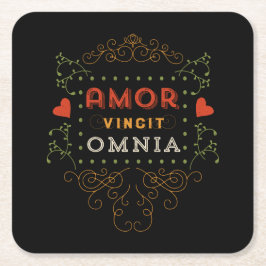 Liefde verovert alles -  Latijnse typografie Kartonnen Onderzetters