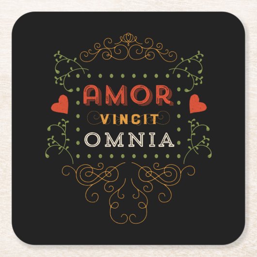 Liefde verovert alles -  Latijnse typografie Kartonnen Onderzetters (Voorkant)