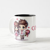 Liefde verovert alles, valentijnsdag tweekleurige koffiemok (Voorkant links)