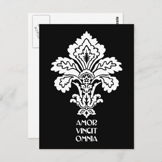 Liefde verovert alles (zwart-wit) briefkaart (Voorkant / Achterkant)