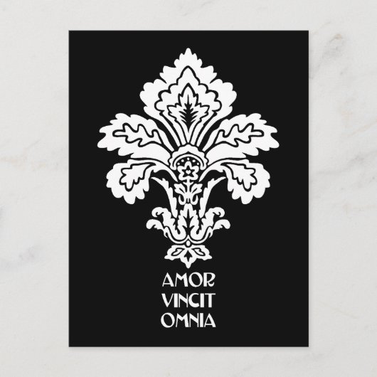 Liefde verovert alles (zwart-wit) briefkaart (Voorkant)