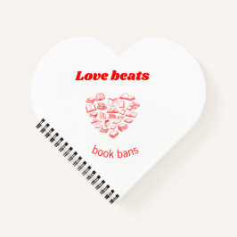 Liefde verslaat verboden boeken hartvormig notitie