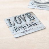 Liefde Vertrouwt Altijd op Landelijk Metaal Kartonnen Onderzetters (Schuin)