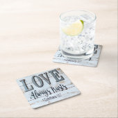 Liefde vertrouwt altijd op roestig metaal kartonnen onderzetters (Insitu)