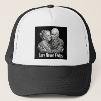 Liefde vervaagt nooit Vintage houtsnede Gravure Gr Trucker Pet