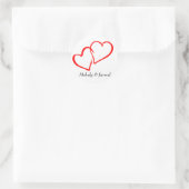 Liefde verweven rode harten gepersonaliseerde Stic Ronde Sticker (Tas)