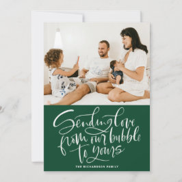 Liefde verzenden van onze ubbel naar je groene fot feestdagenkaart