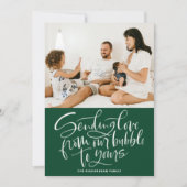 Liefde verzenden van onze ubbel naar je groene fot feestdagenkaart (Voorkant)