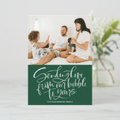 Liefde verzenden van onze ubbel naar je groene fot feestdagenkaart (Staand voorkant)