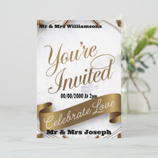 Liefde vieren Je bent uitgenodigd voor een mooie d Kaart (Staand voorkant)