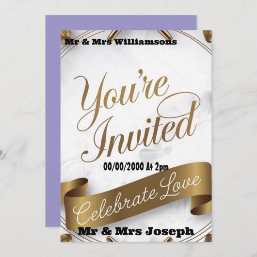 Liefde vieren Je bent uitgenodigd voor een mooie d Kaart (Voorkant / Achterkant)