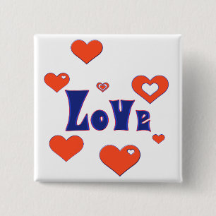 Liefde Vierkante Button 5,1 Cm