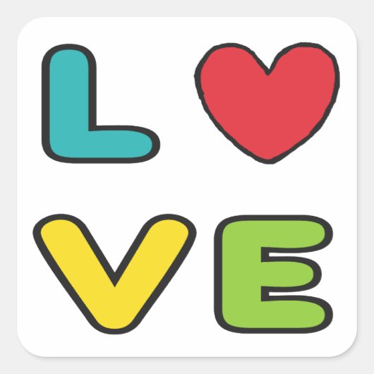 Liefde Vierkante Sticker (Voorkant)