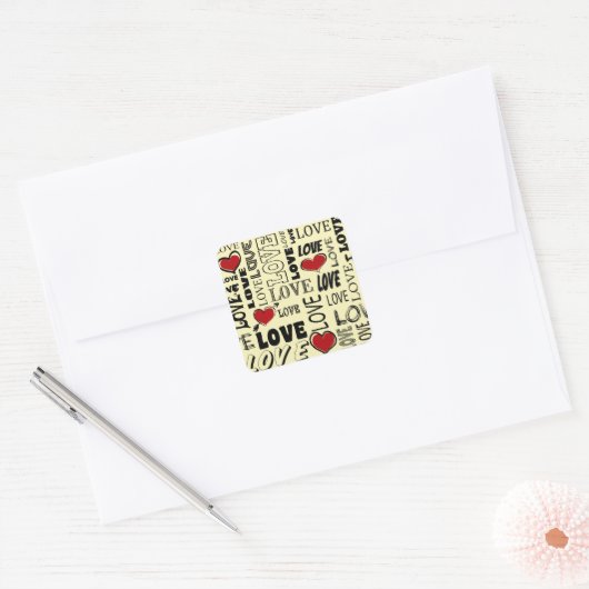 Liefde Vierkante Sticker (Envelop)