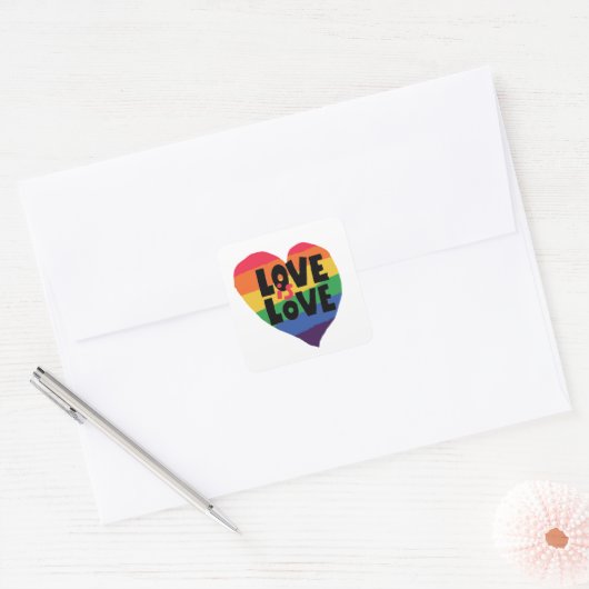 Liefde Vierkante Sticker (Envelop)