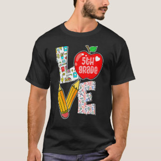 Liefde vijfde 5e klas appel terug naar school lera t-shirt