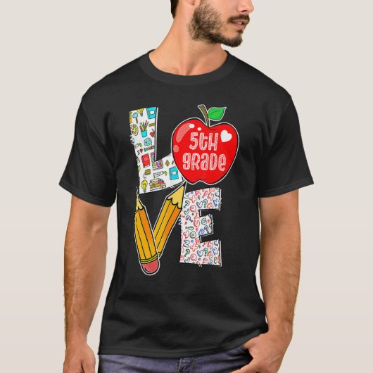 Liefde vijfde klas naar school t-shirt (Voorkant)