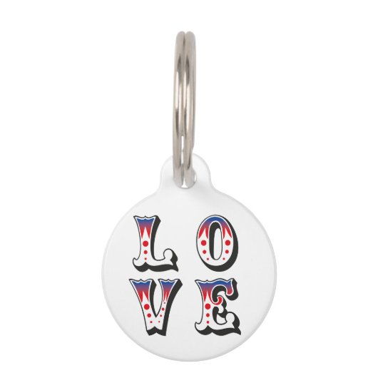 Liefde - Vintage Circus Kermis Stijl Huisdierpenning (Voorkant)