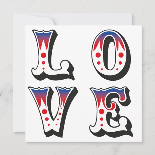 Liefde - Vintage Circus Kermis Stijl Kaart (Voorkant)
