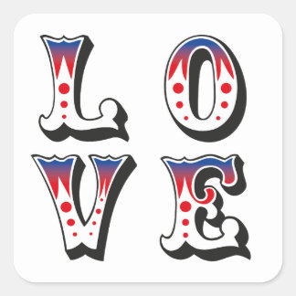 Liefde - Vintage Circus Kermis Stijl Vierkante Sticker