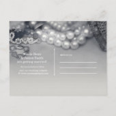 Liefde Vintage Glam Zwart & Witte Parels Bruiloft Aankondigingskaart (Achterkant)