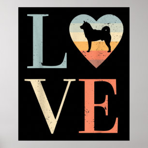 Liefde Vintage Siberian Husky Gift   Valentijns ca Poster
