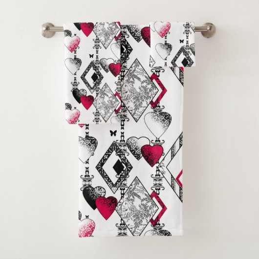 Liefde, visnet, patchwork bad handdoek (Insitu)