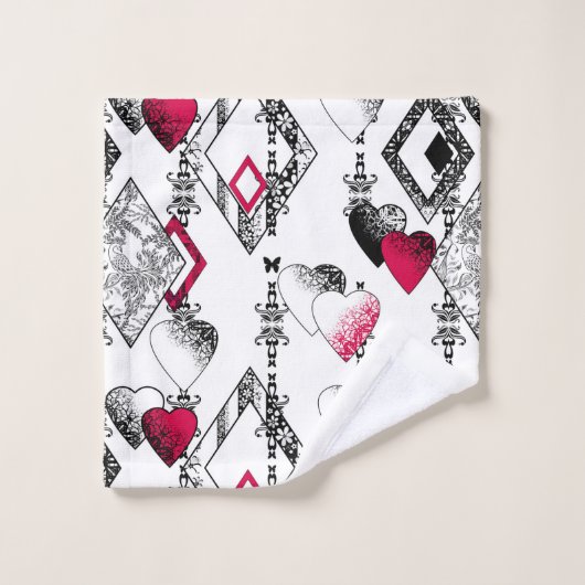Liefde, visnet, patchwork bad handdoek (Wasdoekje)
