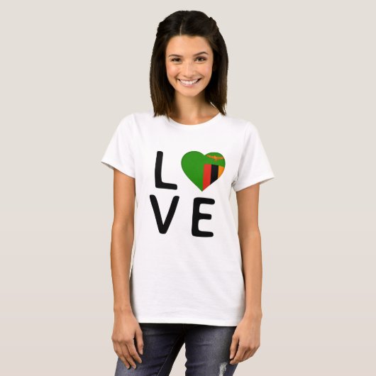 Liefde - vlag van Zambia T-shirt (Voorkant volledig)