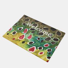 Liefde vliegen met bruine forel deurmat