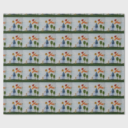 Liefde Vliegend Gevoel Glanzend Verpakkend Documen Cadeaupapier (Vlak)