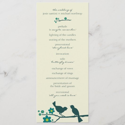 Liefde vliegprogramma's {Peacock} Programmakaart (Voorkant)